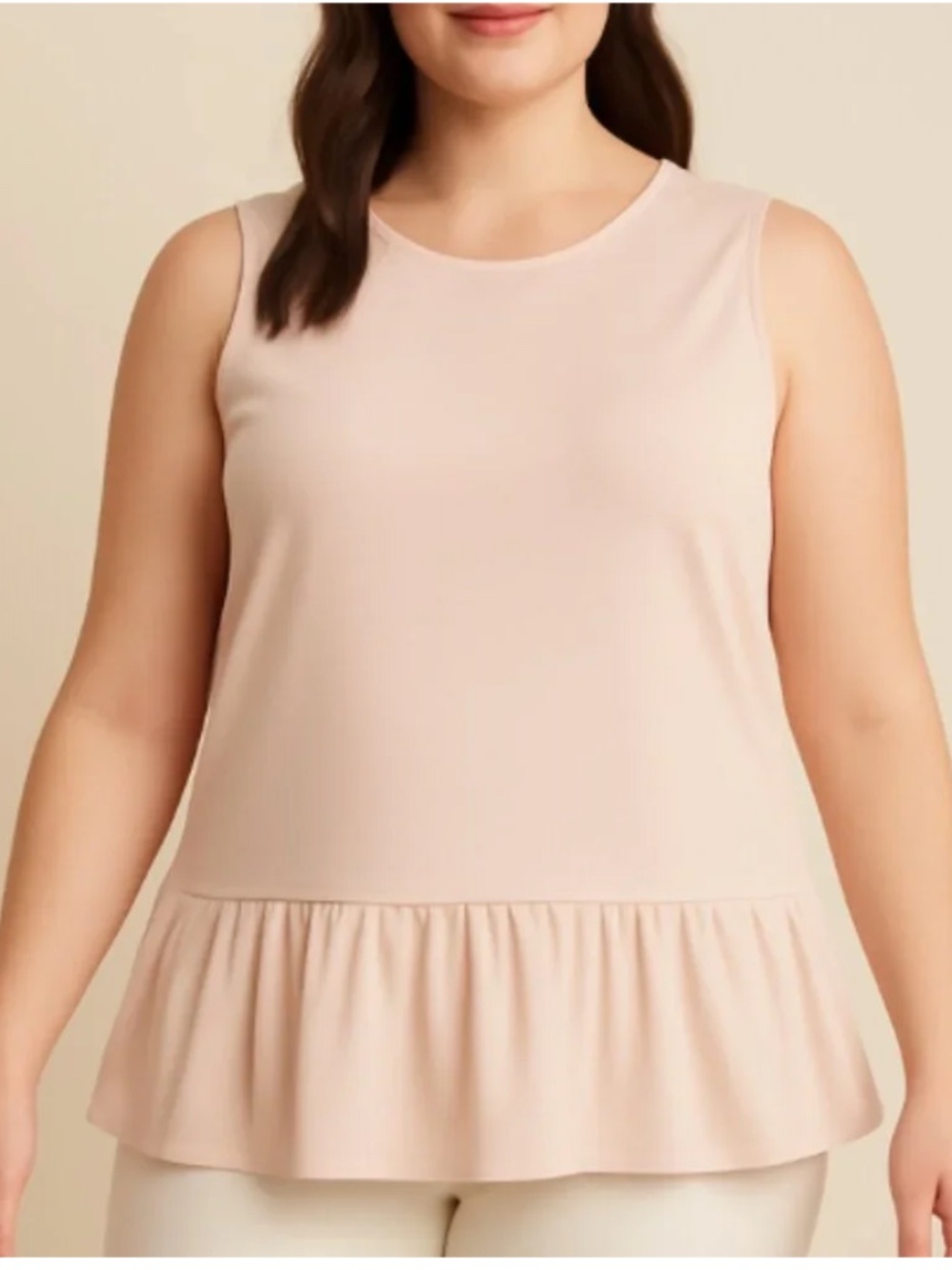 NWT Halogen Women’s Blush Pink Sleeveless Peplum-Hem Top, size Large